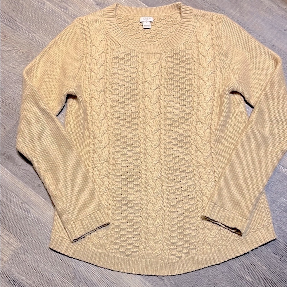 JCrew Cable Tan Knit Sweater size small.
